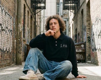 Sweat-shirt à col polo I AM HUMAN