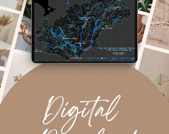 Instant Download Muskoka Watershed Map | Digital Download | Muskoka Map Art | Cottage Wall Art | Ontario Lake Map | Digital Travel Gift