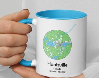 Huntsville Ontario Map Mug | Muskoka Coffee Mug | Minimal Coordinates Mug | Canada Map Mug | Cottage Gift | Travel Coffee Cup