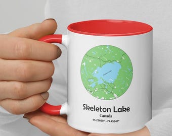 Skeleton Lake Ontario Mug | Muskoka Cottage Coffee Mug | Minimal Lake Map Mug | Canada Lake Mug | Skeleton Lake Gift | Cottage Country Decor