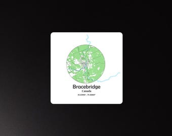 Bracebridge Ontario Map Magnet | Muskoka Fridge Magnet | Minimal Coordinates Magnet | Canada Map Decor | Cottage Country Gift