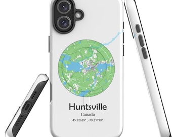 Huntsville Ontario Map Phone Case | Muskoka iPhone Case  | MagSafe Tough Case | Canada Map Phone Cover | Cottage Country Gift