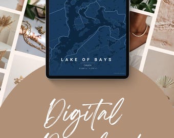 Instant Download Lake of Bays Map Print | Minimalist Cottage Wall Art | Ontario Lake of Bays Map Poster | Digital Travel Gift