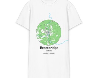 Bracebridge Ontario Map Kids Dress | Muskoka T-Shirt Dress | Minimal Map Dress for Kids | Cottage Country Outfit | Canada Map Clothing
