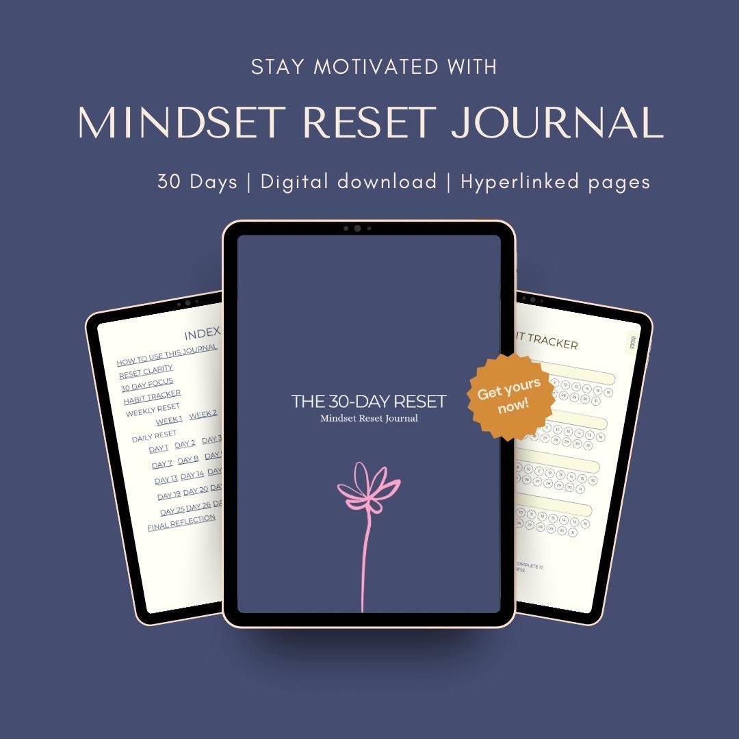 30 Day Mindset Reset Digital Journal | Hyperlinked Pages - Etsy