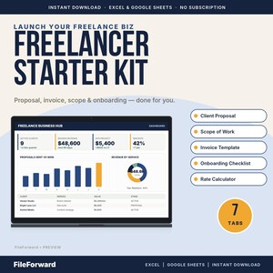 Kit de démarrage pour freelance, proposition client, facture, checklist d'intégration (téléchargement numérique)