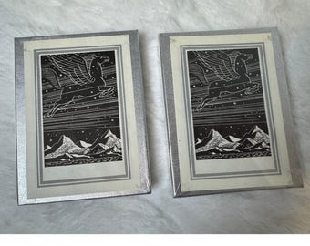 Vintage Pegasus Ex Libris Bookplate Set Mythological Winged Horse Library Labels