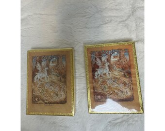 Vintage Antioch Bookplate Company Unicorn Fairy Fantasy Book Labels 2 Boxes