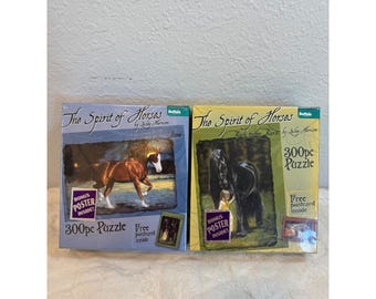 2 Buffalo Games Spirit of Horses Puzzles Lesley Harrison 300pc Fame Back to Barn