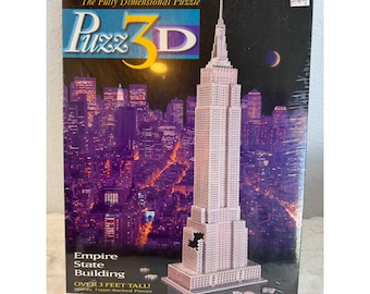 Vintage 1994 Puzz-3D Empire State Building Puzzle Milton Bradley Wrebbit