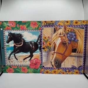 Vintage 1996 Mead Trapper Keeper Horse Folders Brushcreek Creative Set de 2 années 90
