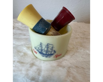 Vintage Old Spice Shaving Mug Milk Glass Ever-Ready F40 Erskine 3103 Brush Set
