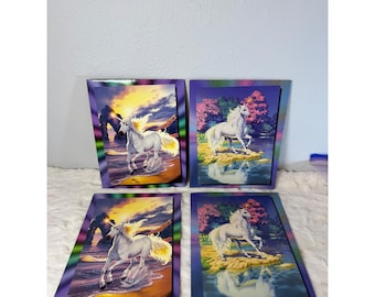 Vintage 1997 Stuart Hall Unicorn Folders Meiklejohn Graphics 90s Fantasy Set 4