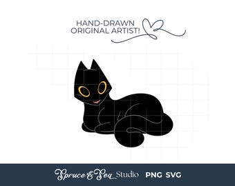 Black Cat Trendy PNG SVG Design: Popular for Stickers, Water Bottles and Mugs