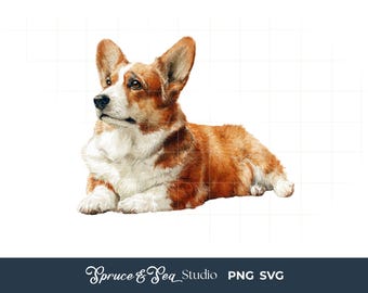 Corgi SVG PNG Graphic: Vintage Style Watercolor Pet Design