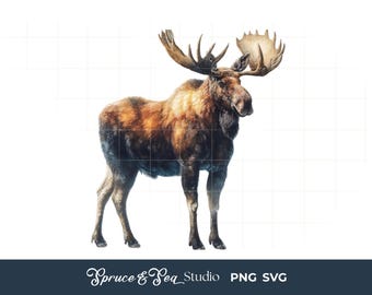 Moose PNG SVG 90s Retro Digital Download: Wildlife Nature Clipart