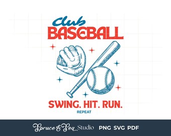 Club Baseball PNG SVG Digital Download Game Day Sport Design