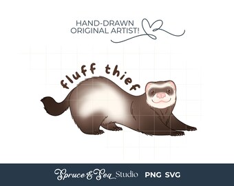 Ferret Clipart: Pet Humor Hand Drawn Art (Digital Download), PNG SVG