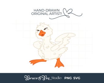 Happy Goose PNG SVG Digital Download Funny Bird Clipart Art