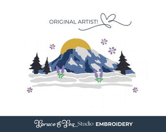 Mt. Rainier Embroidery Machine Design: Digital Download File, Original Artist