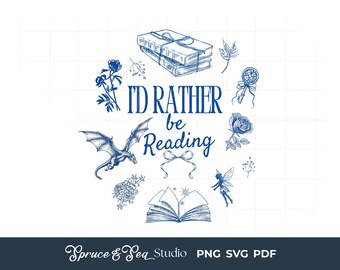 Reading PNG SVG: I'd Rather be Book Digital Download