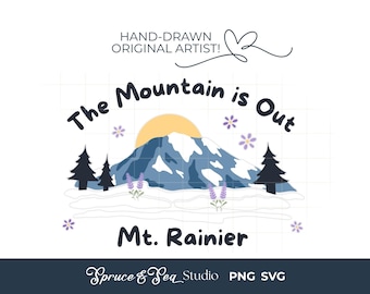 Mt Rainier PNG Digital Download PNW Mountain Clipart Art
