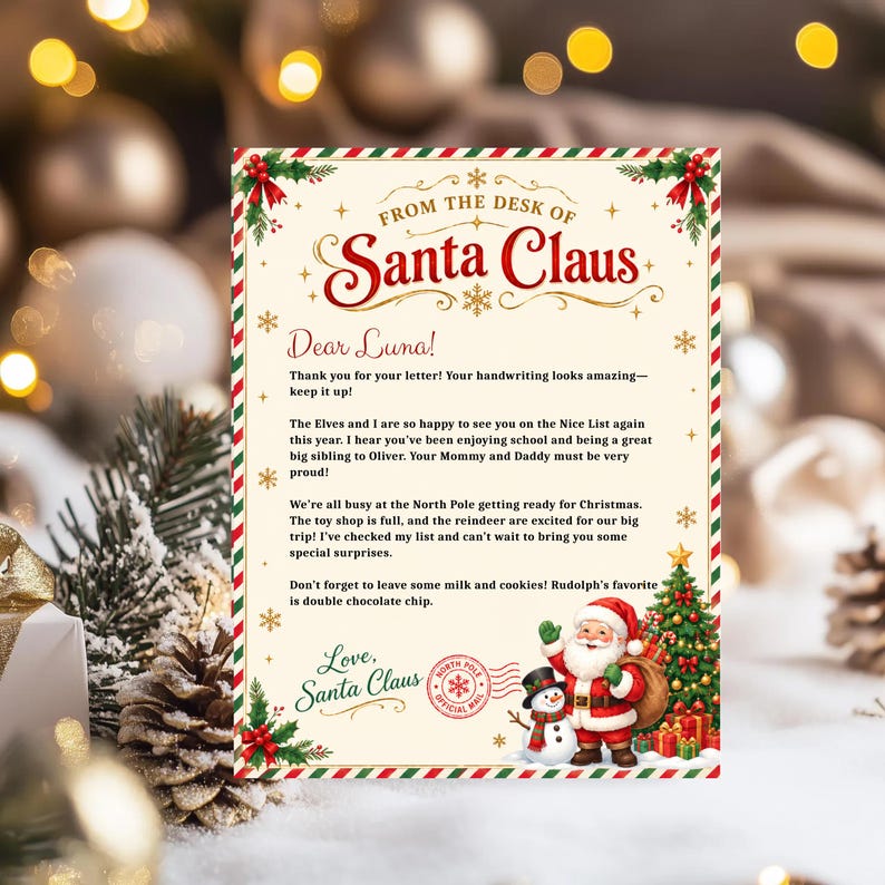 Editable Letter From Santa Personalized Santa Letter Template Christmas ...