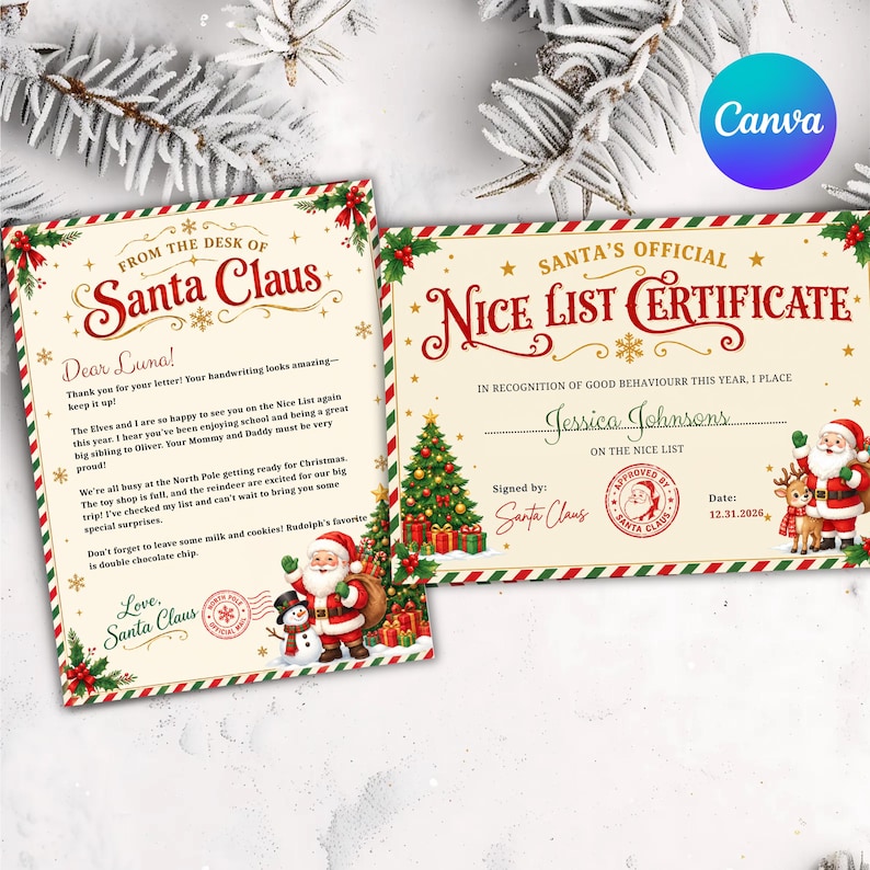 Editable Letter From Santa Personalized Santa Letter Template Christmas ...
