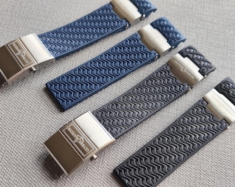 22mm Rubber Strap Band Fits For Ulysse Nardin Maxi Marine with all metal parts