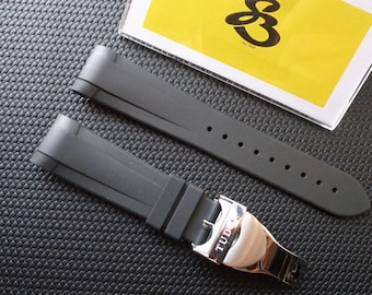 Tudor 22mm Curved Rubber Watch Strap for Tudor Black Bay GMT Chrono