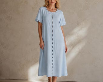 cotton   Maxi Dress | Flowy Boho Casual Wear, Loose Fit Summer Dress