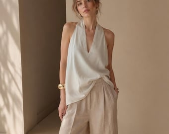 Linen blouses for women, Linen sleeveless top, Linen tank top woman, Summer linen top, Plus size linen top