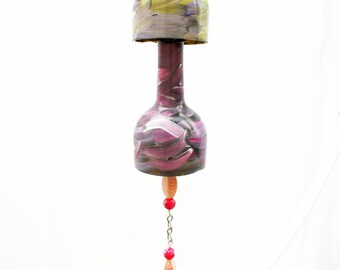 Wine Bottle Wind Chime, Hand Painted, Handpainted, Home Decor, Outdoor Decoration, Garden Decoration, Windchime, Upcycled