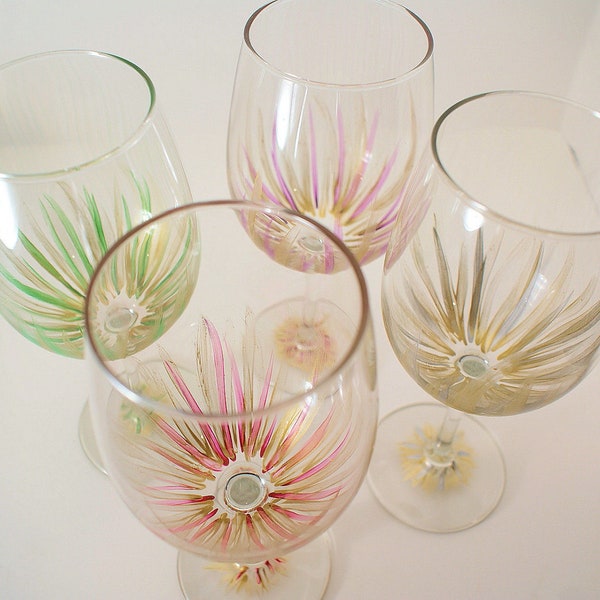 Affordable Handpainted Wine Glasses: Wedding Gift, White Wine, Red Wine, 12 oz Goblet