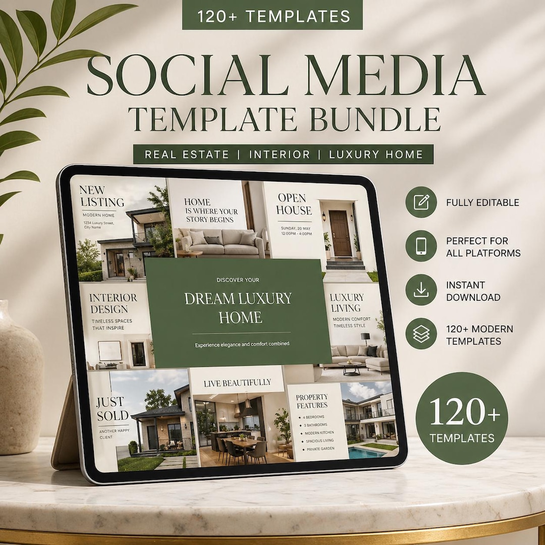 Luxury Real Estate Canva Templates Bundle, Realtor Social Media Kit ...
