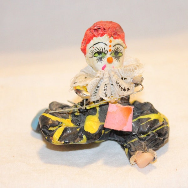 VINTAGE CLOWN PAPER Mache, figurine de clown en papier mâché vintage, poupée de clown en papier mâché vintage, salle de clown en papier mâché vintage, clown en papier mâché