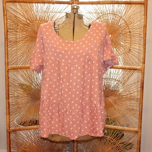 XL,POLKA DOT Blouse,pink polka dot shirt,polka dot nautical blouse,baby shower blouse,bridal shower blouse,misslook,women polka dot blouse