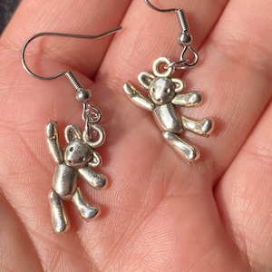 drop earrings silver teddy bear earrings