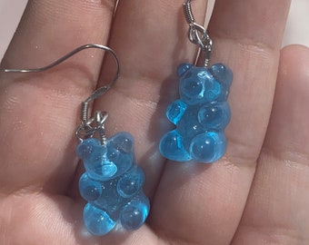 BLUE GUMMY BEAR Boucles d’oreilles,boucles d’oreilles gummy bear,teddy gummy bear earrings,