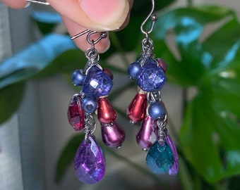 VINTAGE INSPIRED EARRINGS,vintage boho earrings,drop earrings,vintage inspired style earrings,vintage purple blue earrings,dangle earring