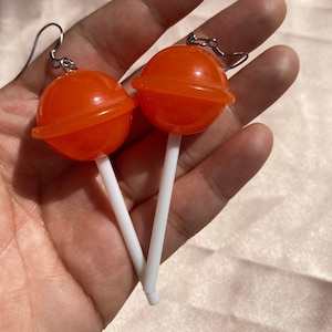 LOLLIPOP EARRINGS LARGE,big lollipop earrings,candy lollipop earrings,lollipop candy jewelry,lollipop drop earrings,fun lollipop earrings