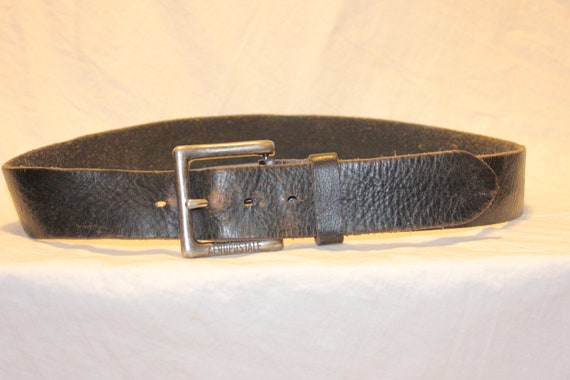 VGT LEATHER BELT,vintage black silver leather bel… - image 1