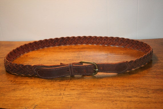 VINTAGE BRAIDED LEATHER Belt,brown leather belt,b… - image 3