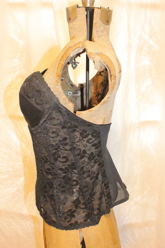 VINTAGE LACE CORSET Tops,black vintage corset top… - image 3