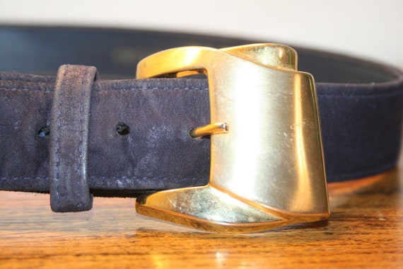 VGT PURPLE LEATHER Belt,vintage leather suede bel… - image 5