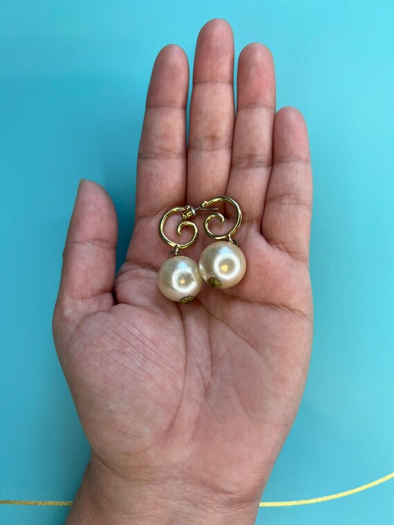 VINTAGE PEARL DANGLE Earrings,vintage pearl drop … - image 2