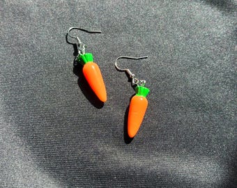 PENDIENTES DE ZANAHORIA VEGETARIANA, pendientes de zanahoria, pendientes de granja, pendientes de Acción de Gracias, pendientes de verduras, pendientes veganos, pendientes vegetarianos