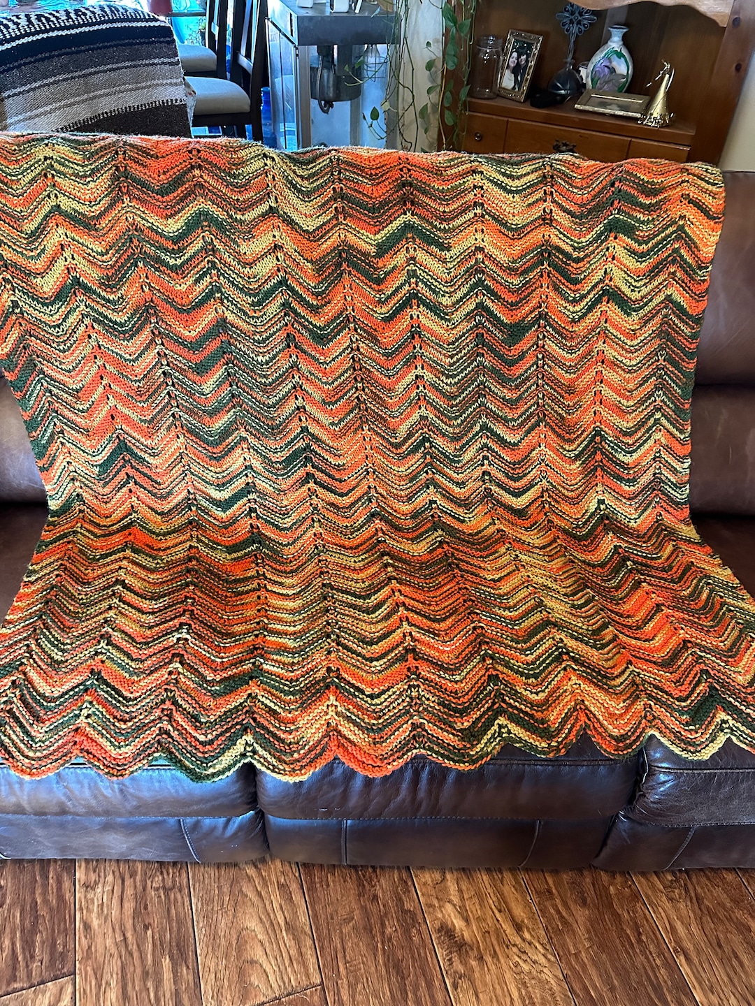 VINTAGE RIPPLE AFGHAN Blanket,vintage Crochet Blanket,retro Crochet