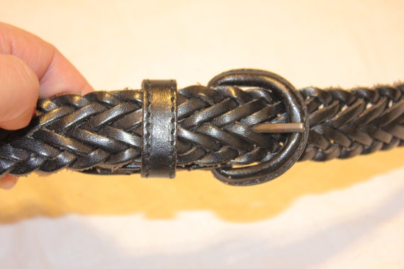 VINTAGE BLACK BRAIDED Leather Belt,black leather … - image 3