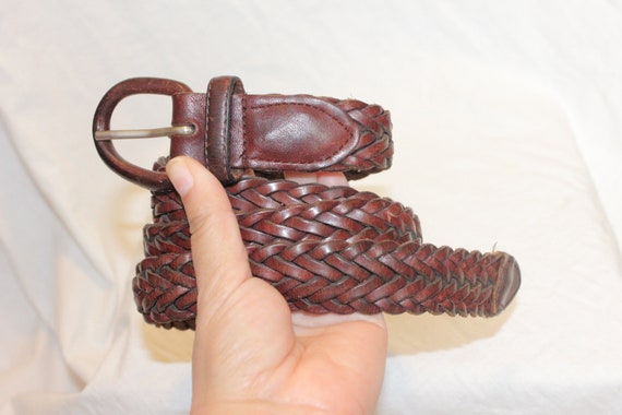 VINTAGE BRAIDED LEATHER Belt,brown leather belt,b… - image 1